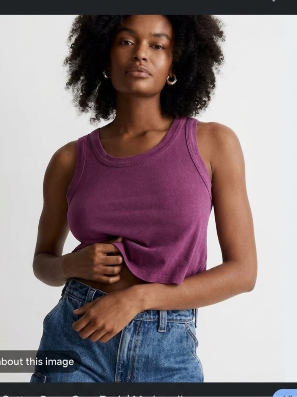 Madewell Ribbed Sleeveless Cropped Tank Top - Plum NWT